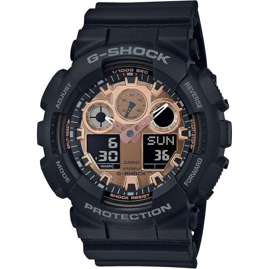 ROOK JAPAN:CASIO G-SHOCK BLACK & ROSE GOLD SERIES ANALOG DIGITAL MEN WATCH GA-100MMC-1AJF,JDM Watch,Casio G-Shock