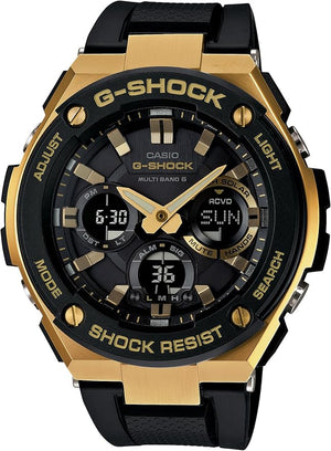 CASIO G-SHOCK G-STEEL RADIO SOLAR DAY-DATE BLACK & GOLD MEN WATCH GST-W100G-1AJF