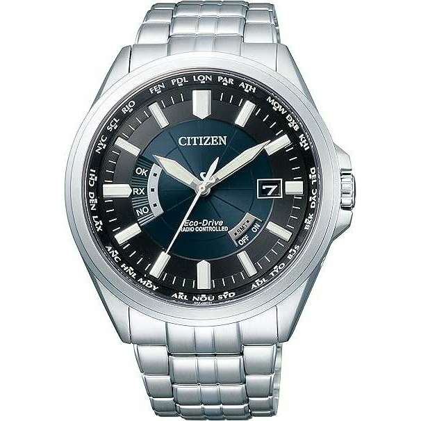 ROOK JAPAN:CITIZEN COLLECTION ECO-DRIVE RADIO CONTROLLED SILVER & DARK BLUE MEN WATCH CB0011-69L,JDM Watch,Citizen Collection