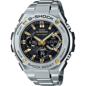 ROOK JAPAN:CASIO G-SHOCK G-STEEL RADIO SOLAR ANALOG DIGITAL DIAL SILVER & GOLD MEN WATCH GST-W110D-1A9JF,JDM Watch,Casio G-Shock