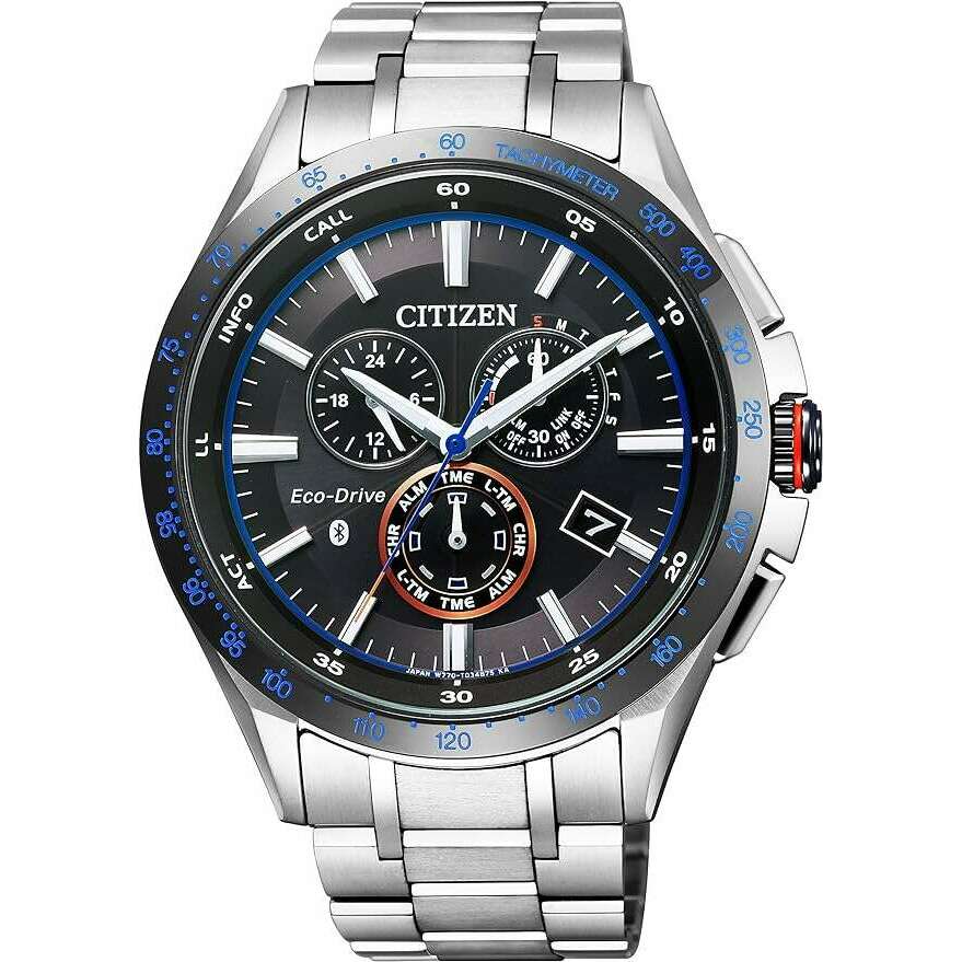 ROOK JAPAN:CITIZEN ECO-DRIVE BLUETOOTH ANALOG SILVER STRAP BLACK DIAL MEN WATCH BZ1034-52E,JDM Watch,Citizen Eco-Drive Bluetooth