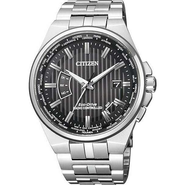 ROOK JAPAN:CITIZEN COLLECTION ECO-DRIVE DIRECT FLIGHT RADIO CONTROLLED SILVER & BLACK MEN WATCH CB0161-82E,JDM Watch,Citizen Collection