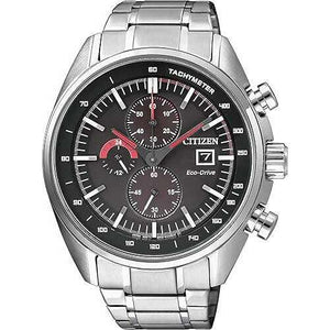 ROOK JAPAN:CITIZEN ECO-DRIVE TACHYMETER SILVER STRAP BLACK & RED DIAL MEN WATCH CA0590-58E,JDM Watch,Citizen Eco-Drive Bluetooth