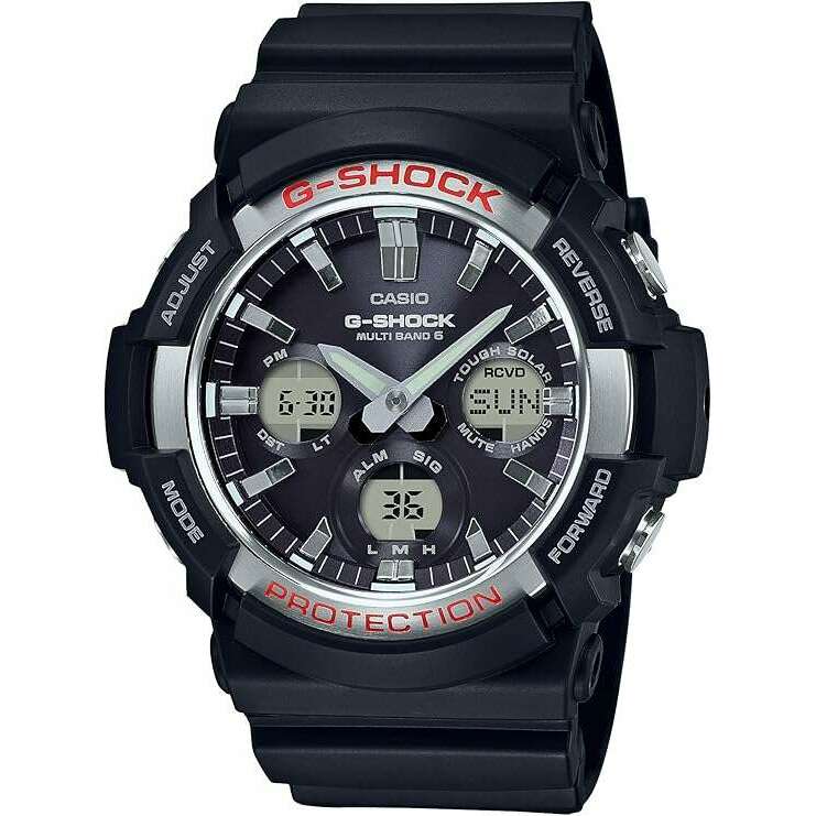 ROOK JAPAN:CASIO G-SHOCK RADIO SOLAR ANALOG DIGITAL DIAL BLACK & RED MEN WATCH GAW-100-1AJF,JDM Watch,Casio G-Shock