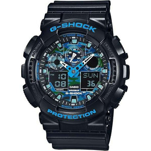 ROOK JAPAN:CASIO G-SHOCK BLACK & BLUE CAMOUFLAGE ANALOG DIGITAL DIAL MEN WATCH GA-100CB-1AJF,JDM Watch,Casio G-Shock