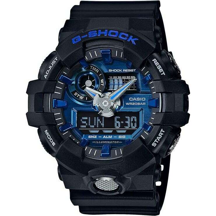 ROOK JAPAN:CASIO G-SHOCK BLACK RUBBER STRAP ANALOG DIGITAL BLUE DIAL MEN WATCH GA-710-1A2JF,JDM Watch,Casio G-Shock