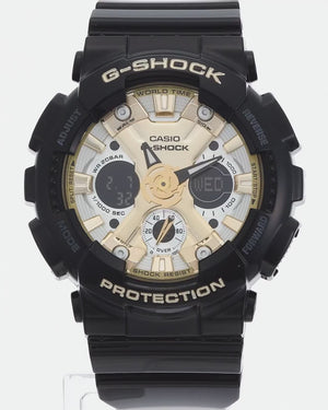 CASIO G-SHOCK WEB-EXCLUSIVE MID-SIZE MODEL BLACK & GOLD LADIES WATCH GMA-S120GB-1AJF