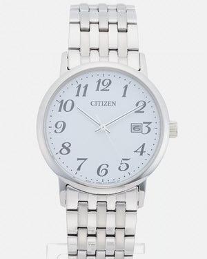 CITIZEN COLLECTION ECO-DRIVE ANALOG SILVER STRAP WHITE DIAL MEN WATCH BM6770-51B