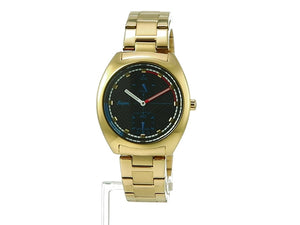 ALBA FUSION CURVED HARDLEX GOLD STRAP BLACK DIAL 90'S RETRO UNISEX WATCH AFSK401