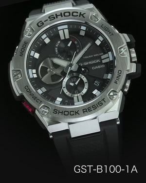 CASIO G-SHOCK G-STEEL SMARTPHONE LINKED SOLAR BLACK & SILVER MEN WATCH GST-B100-1AJF