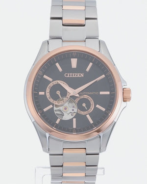 CITIZEN COLLECTION OPEN HEART MECHANICAL AUTOMATIC SILVER & BLACK MEN WATCH NP1014-77E