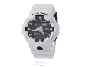 CASIO G-SHOCK WHITE RUBBER STRAP ANALOG DIGITAL BLACK DIAL MEN WATCH GA-700-7AJF