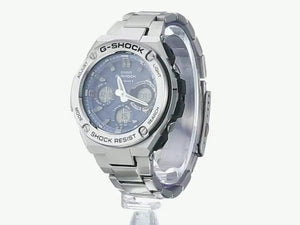 CASIO G-SHOCK G-STEEL RADIO SOLAR SILVER & BLUE ANALOG DIGITAL MEN WATCH GST-W110D-2AJF