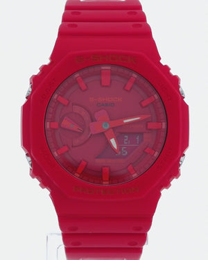 CASIO G-SHOCK CARBON CORE GUARD RUBBER STRAP ALL RED MEN WATCH GA-2100-4AJF