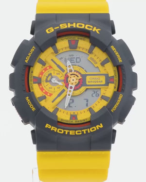 CASIO G-SHOCK YELLOW & GREY DAY-DATE ANALOG DIGITAL MEN WATCH GA-110Y-9AJF