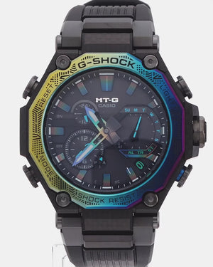 CASIO G-SHOCK MT-G BLUETOOTH RADIO SOLAR BLACK & RAINBOW ANALOG MEN WATCH MTG-B2000YR-1AJR