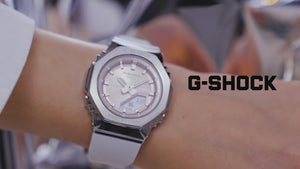 CASIO G-SHOCK METAL COVERED ANALOG DIGITAL WHITE & BEIGE LADIES WATCH GM-S2110-7A9JF