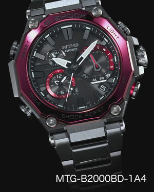 CASIO G-SHOCK MT-G BLUETOOTH RADIO SOLAR DUAL CORE GUARD GREY & RED MEN WATCH MTG-B2000BD-1A4JF