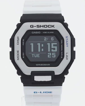 CASIO G-SHOCK G-LIDE WHITE RESIN STRAP BLACK DIGITAL DIAL MEN WATCH GBX-100-7JF