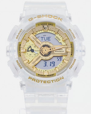 CASIO G-SHOCK MID-SIZE MODEL CLEAR SKELETON GOLD DIAL LADIES WATCH GMA-S110SG-7AJF