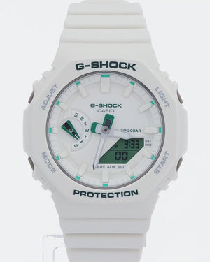 CASIO G-SHOCK MID-SIZE MODEL ANALOG DIGITAL WHITE & GREEN LADIES WATCH GMA-S2100GA-7AJF