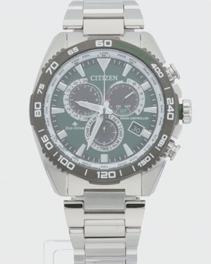 CITIZEN PROMASTER LAND SERIES ECO-DRIVE RADIO DIRECT FLIGHT GREEN DIAL MEN WATCH CB5034-91W