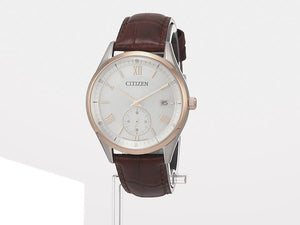 CITIZEN COLLECTION ECO-DRIVE ANALOG BROWN LEATHER STRAP WHITE DIAL MEN WATCH BV1124-14A