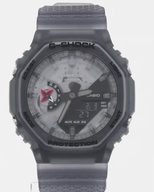 CASIO G-SHOCK NINJA MOTIF MODEL ANALOG DIGITAL DIAL GREY RESIN STRAP MEN WATCH GA-2100NNJ-8AJR