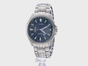 CITIZEN COLLECTION ECO-DRIVE RADIO CONTROLLED SILVER & DARK BLUE MEN WATCH CB0011-69L