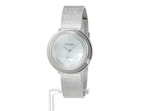 CITIZEN L AMBILUNA ECO-DRIVE SOLAR AUTOMATIC SILVER STRAP PEARLY DIAL LADIES WATCH EM0640-91D