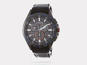 CITIZEN ECO-DRIVE BLUETOOTH ANALOG SOLAR BLACK & BLUE LEATHER STRAP MEN WATCH BZ1035-09E