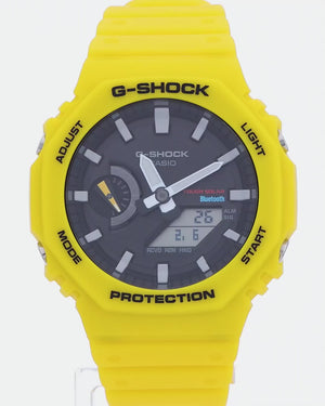 CASIO G-SHOCK BLUETOOTH SOLAR ANALOG DIGITAL DIAL YELLOW MEN WATCH GA-B2100C-9AJF