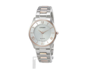 CITIZEN COLLECTION ECO DRIVE SIMPLE ADJUST SILVER & GOLD THIN MODEL MEN WATCH BJ6484-50A