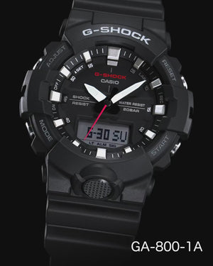 CASIO G-SHOCK DOUBLE LED DAY-DATE ANALOG DIGITAL BLACK MEN WATCH GA-800-1AJF