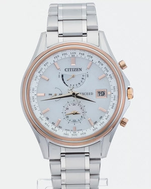 CITIZEN EXCEED ANALOG SILVER & ROSE GOLD TITANIUM STRAP WHITE DIAL MEN WATCH AT9134-68W