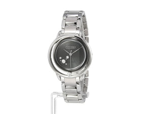 CITIZEN L ECO-DRIVE SOLAR DIAMONDS SILVER STRAP BLACK DIAL LADIES WATCH EW5529-80E