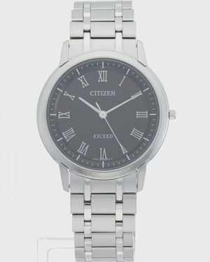 CITIZEN EXCEED ANALOG TITANIUM SILVER STRAP BLACK DIAL MEN WATCH AR4000-63E